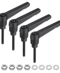 Lever Adjustable Handles M4 32mm Metric Thread Level Clamping Handle Set With Nuts And Washers 4Pcs Black Rotating Screw Handles Bolts