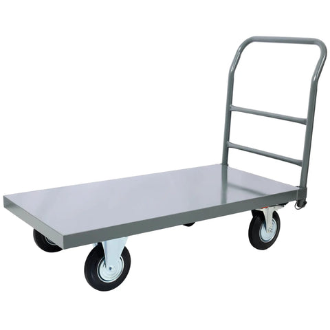 Heavy Duty Platform Truck Workhorse Dolly Cart With Wheels 24x48 Inch Flatbed Hand Truck Steel Deck 2000 Lb Capacity For Moving In Warehouse Garage Or Home Use, gray steel deck and handle