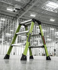 Sure Step 3 Step Double Sided Fiberglass Ladder Workhorse with Quick Setup Nylon Spreader Straps in industrial setting