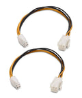 2 Pack ATX Power Supply 4 Pin CPU Extension Cables 8 Inch PSU To Motherboard CPU Power Connector Extension shown on white background.