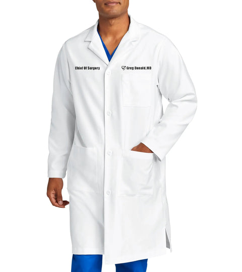 Personalized Embroidered Lab Coat For Men 42 Inch Custom Name Text Medical Laboratory Coat Medium Size Durable Comfort Fit
