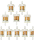One Quarter Inch Inline Fuel Filter 40 Micron Universal Pack Of 10 for motorcycle mini bike dirt bike and small engine parts