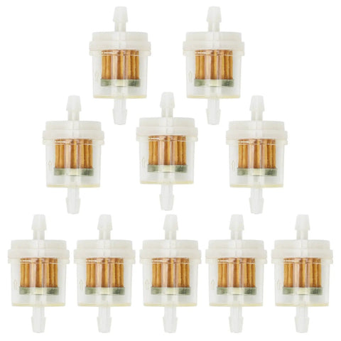 One Quarter Inch Inline Fuel Filter 40 Micron Universal Pack Of 10 for motorcycle mini bike dirt bike and small engine parts