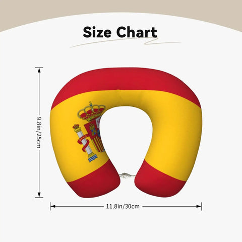 Spanish Flag Print U Shaped Travel Pillow With Memory Foam Core For Napping On Planes Cars Trains Home Or Office