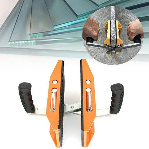 Heavy Duty Double Handed Stone Carrying Clamps With Grippy Rubber Handles For No Sweat 1.77 Inch granite lifting, showing dual grips.