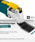 2.5 Amp Corded Oscillating Multi Tool Kit With Six Variable Speeds And 3 Degree Oscillation, cutting attachment view