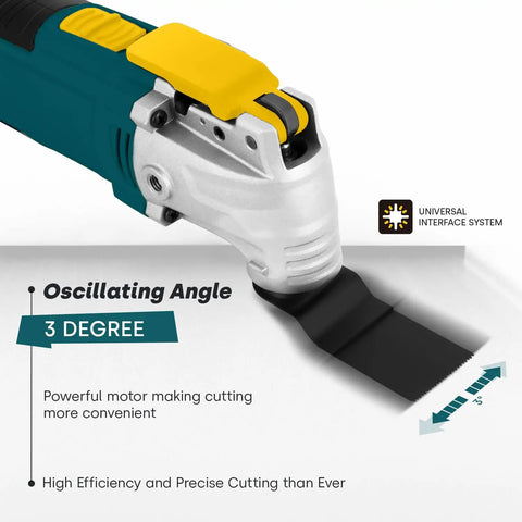 2.5 Amp Corded Oscillating Multi Tool Kit With Six Variable Speeds And 3 Degree Oscillation, cutting attachment view