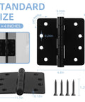 6 Pack Heavy Duty 4 Inch Ball Bearing Door Hinges Stainless Steel Matte Black Built To Last For Left And Right Hand Doors With One Quarter Radius Corners Includes 48 Screws, 4x4 in