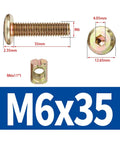 Beefy Stainless Steel Furniture Screws And Nuts Set With Horizontal Hole Hammers 40 Piece Cross Dowel Connectors Kit For Indoor Outdoor Do It Yourself Projects Heavy Duty Fasteners For Quick Strong Furniture Assembly, M6x35