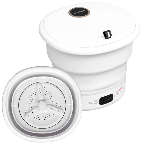 Ultra Compact Portable Washing Machine For Camping And RV Life Foldable Bucket Washer For Travel In Small Spaces White Road Trip Ready Laundry Gadget That Keeps Your Clothes Clean On The Go