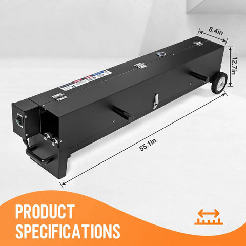 Heavy Duty Electric PVC Pipe Heater Bender For 1/2 To 4 Inch Conduit With Smart Temperature Detector. Side view showing dimensions.