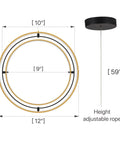 Chandeliers Modern Black And Gold Ring Pendant Light Fixture With Adjustable Heights 3000K Warm White Eyesafe Cozy Vibe Contemporary Ceiling Lighting measurements