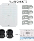Parts of Outdoor Electrical Box Enclosure With Clear Hinged Cover IP67 Waterproof ABS Project Box Stainless Steel Latch Mounting Kit