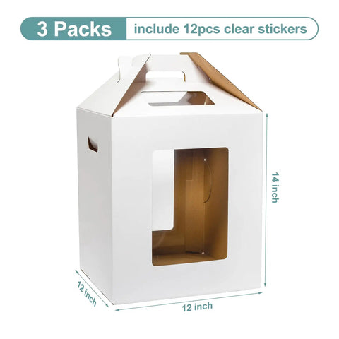 Top Notch Tall Cake Boxes For Tier Cakes 12X12X14 Inch 3 Pack With Clear Display Window Dang Sturdy Recycled Corrugated Cardboard Bakery Carrier And Reliable Shipping Solutions