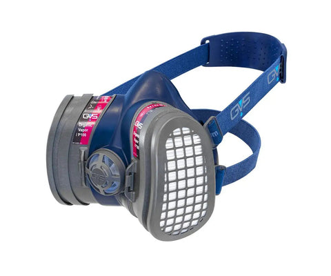 Elipse Low Profile Respirator Mask With Filters For Dust And Organic Gases And Vapors Lightweight Comfort Fit M/L shown in side view.