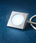 Qianly Square LED Recessed Light Warm White Indoor Lighting Stainless Steel, 7W on blue surface with rope detail