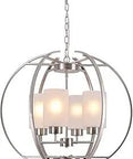 Globe Chandelier 4 Light Brushed Nickel Pendant Fixture For Dining Room Island Kitchen Modern Hangin Light With Matte Glass Shade And Adjustable Chain Industrial Style Ceiling Light Perfect For Foyer And Living Areas