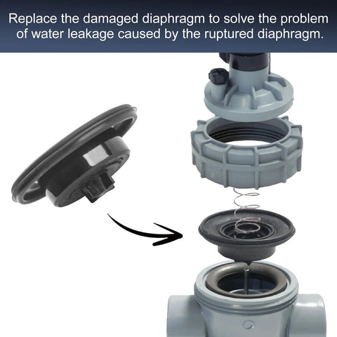 Replacement valve diaphragm kit for Irritrol sprinkler valve; gray plastic body, black diaphragm, spring.