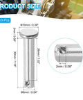 Single Hole Clevis Pins 6 X 30 Millimeters, 304 Stainless Steel, Flat Head, Heavy Duty Build, 10 Pack for Hitch Pin Lock