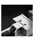 Close-up of Dang Tough 7 Inch Bench Vise For Heavy Duty CNC Milling And Shop Projects showing metal jaws and clamping mechanism.