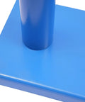 Close-up of Badass Manual Stretch Film Dispenser For Pallet Wrap and Box Rolling No Sweat Design with blue metal base and pole.