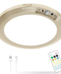 Battery Powered Motion Sensor LED Ceiling Light with Auto On Off, 3 Color Temperatures, Adjustable Brightness, and Remote Control