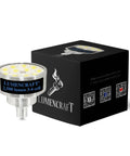 LED conversion kit with 12 emitters for Maglite 3-4 D cell flashlights, labeled 'Beef Up Your Maglite With a 2500 Lumen LED Conversion Kit Featuring 12 LED Emitters Replacement Module Fits 3 or 4 D Cell Flashlights High Power Beam Upgrade For Long Reach and Wide Flood' next to black packaging.