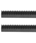 Heavy Duty Steel Gear Rack Set, Two Pcs 1Mod 500mm Long Linear Spur Rack, 10mm By 10mm, 3.3 Ft Total Length, Built Tough For Machines And Automotive Projects, High Hardness, Anti Wear, Durable Steel Construction, two black steel racks