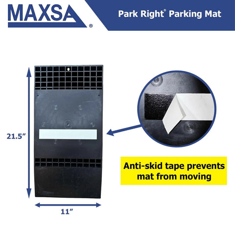 Park Right Parking Mat 21x11x2 Inches Red Garage Parking Aid Helps You Park In The Same Spot Every Time Keeps Your Ride And Belongings Safe Two Tire Bumps For Easy Alignment Color Options Black Yellow Red Amazon Exclusive, black mat with anti-skid tape.