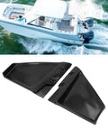 Premium Plastic Hydrofoil Stabilizer For Outboard Motors 4 To 50 HP Boat Fins with Durable ABS Construction displayed on boat