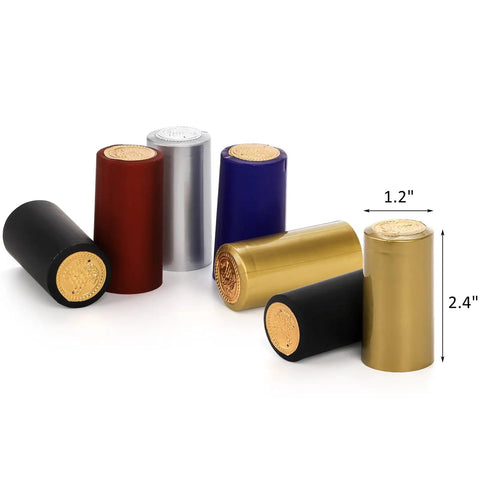 Premium Pvc Heat Shrink Wine Bottle Caps With Hella Bright Color Options, assorted colors, 30mm by 60mm size.