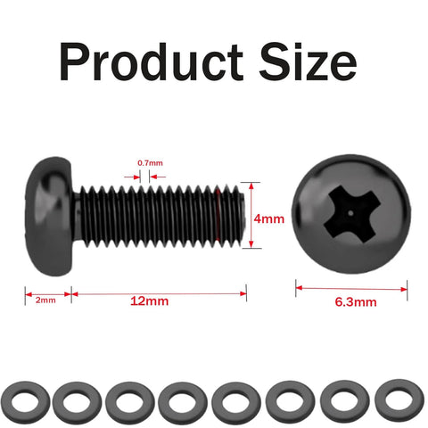 VESA Compatible M4 12mm TV And Monitor Wall Mount Screws With Washers For 75x75mm And 100x100mm Brackets Stainless Steel Rust Resistant