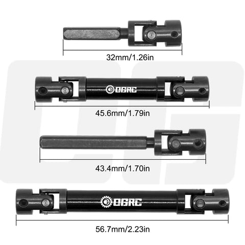 Center Driveshaft For SCX24 Beefed Up Steel Upgrade For C10 AXI00001 JLU Wrangler AXI00002 Bronco AXI00006 Heavy Duty CNC Hardened Steel U Joint For Extreme RC Performance, 56.7mm