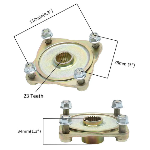 Heavy Duty Rear Axle Wheel Hubs For 110Cc 125Cc 150Cc 200Cc Atv And Go Kart Featuring 23 Tooth Spline And Four Studs Made From Premium Steel Alloy To Shred Dirt Tracks All Weekend Long Without Breaking A Sweat Today