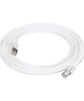 Cat7 Ethernet Patch Cable RJ45 Double Shielded 10Gbps Speed 600MHz Bandwidth 10 Foot White Network Cable coiled on white background