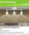Arcfox 24W Three Light LED Track Lighting Kit with dimmable heads installed in a kitchen over brown cabinets.