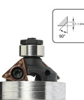 Mini Pneumatic Chamfering Tool For Metal with triangular tungsten steel cutter head, detail view.