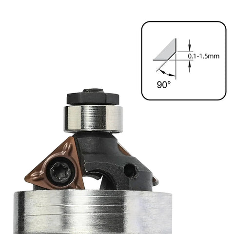 Mini Pneumatic Chamfering Tool For Metal with triangular tungsten steel cutter head, detail view.
