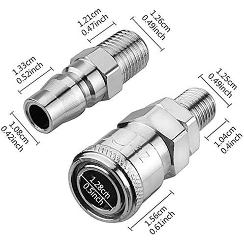 Air Compressor Pressure Regulator With Dial Gauge 0 To 175 PSI connectors, metal fittings with size measurements