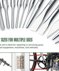 12 Piece Punch And Chisel Set With Carrying Case For Metalworking Including Flat Chisels Center Punches Pin Punches And Conical Punch Ideal For DIYers Hobbyists And Pro Shops In The Garage Or Home shown with tools and uses