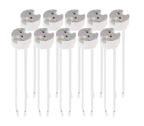 10 Pack Ceramic MR16 MR11 GU5.3 Socket With Silicon Wire 5.5 Inch Lead Replaces Burned Wiring And Converts Halogen To LED