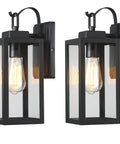 Lit Matte Black Outdoor Wall Lights Pack of 2 with Clear Glass Shade Waterproof Front Porch Sconces for House and Garage Modern Exterior Lighting ETL Listed