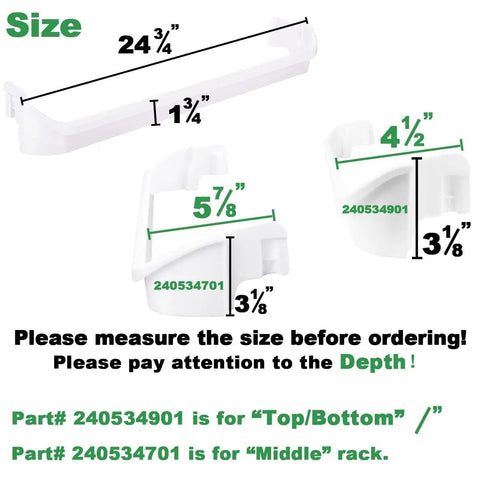 Door Shelf Rack Bar Replacement For Refrigerator 240534701 240534901 Two Pack dimensions and compatibility guide