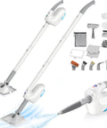 Professional Grade Multi Function Steam Mop With Detachable Handheld Steamer For Hardwood And Tile Floors Quick Heat Tech knnocks out messes with attachments.