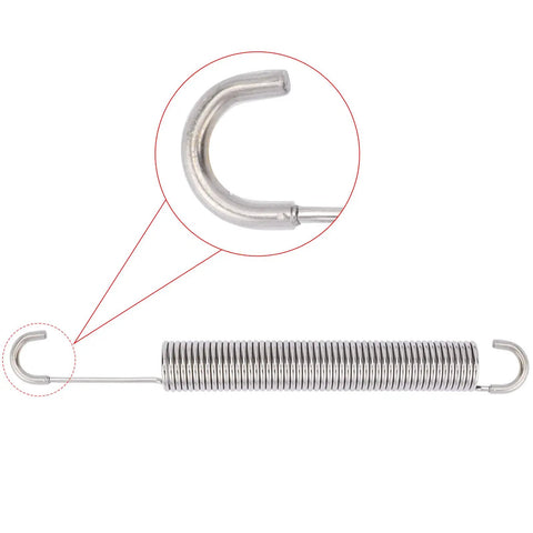 Heavy Duty Recliner Replacement Tension Spring Solid Stainless Steel Couch Sofa Chair Mechanism Hardware 6 1/4 Inch Long Neck Hook Design 2 Pack close-up view
