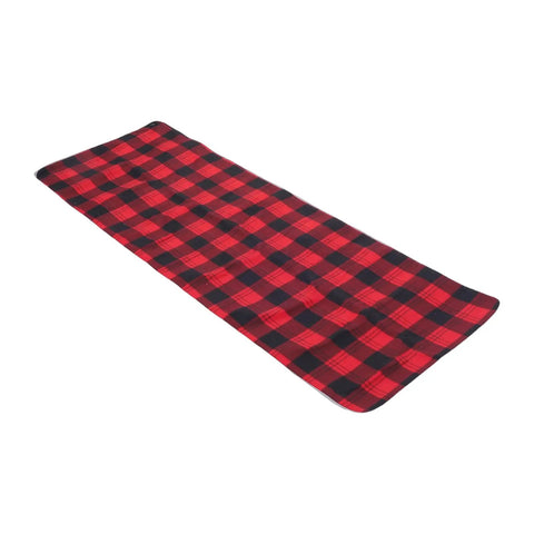 Red Plaid Heated Sleeping Bag Pad With Five Heating Zones And USB Power Camp Comfort Liner For Cold Nights 3 Temperature Levels Continuous Heat 8 To 12 Hours