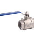 Heavy Duty 304 Stainless Steel Full Port Ball Valve For Water Oil And Gas With Blue Locking Handle 1-1/4 Inch NPT