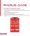 Radius Gauge Set With 110 Holder, Stainless Steel, 22 Gauges Spanning 0.5-7mm And 8-15mm Radius displayed in packaging