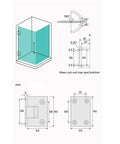 Technical drawing of Stainless Steel Glass Door Hinge For Cabinets And Showers Clip In Mount Fits 8 To 12 Mm Thick Glass Anti Bounce Screw
