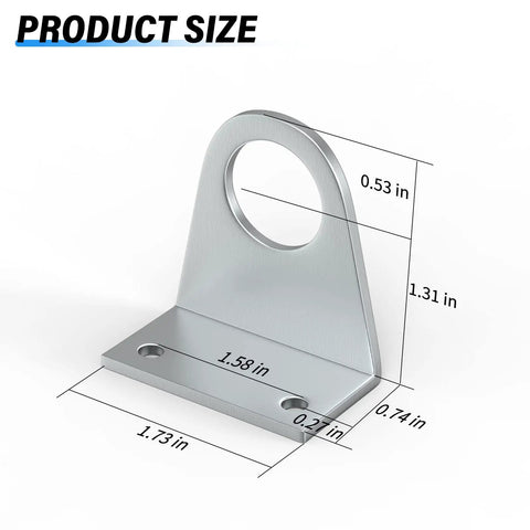 Heavy Duty Pneumatic Cylinder Mounting Bracket Kit For 16mm Bore With Iron Mounting Clamp and size dimensions labeled